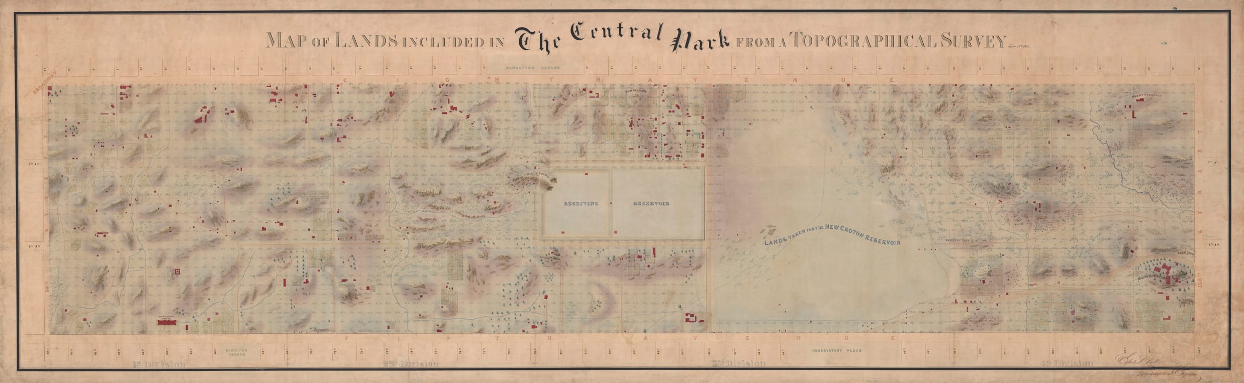Detail of Egbert Viele’s Map of the Lands Included in the Central Park, 1856.