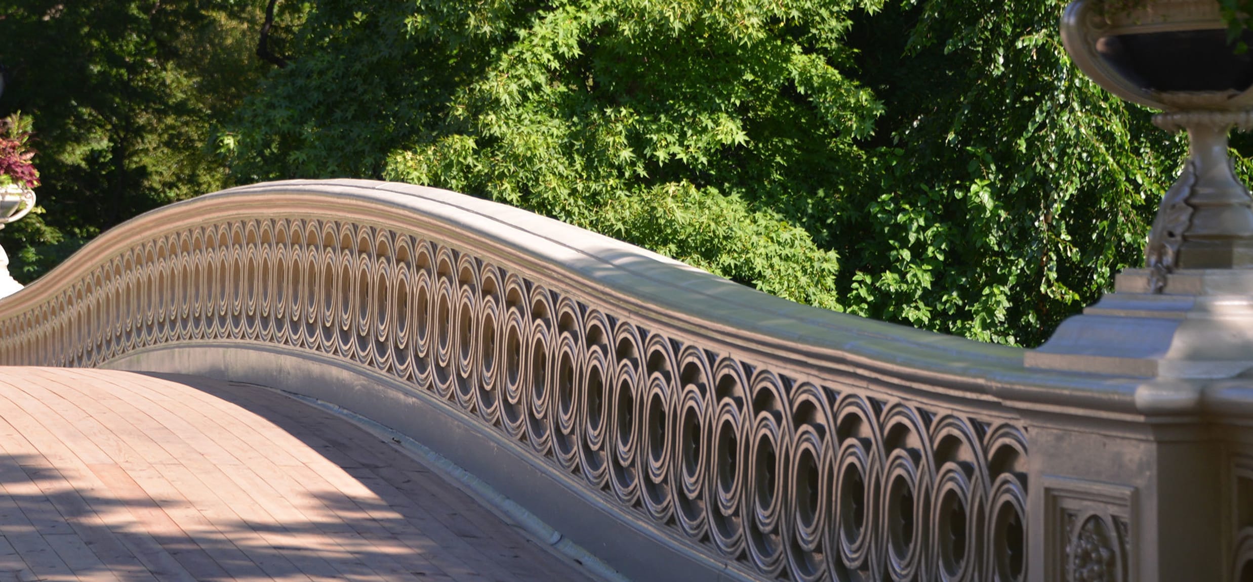 Looking across the undulating path of Bow Bridge