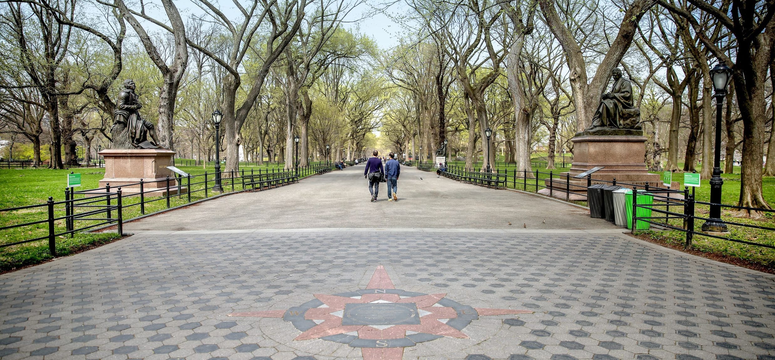 Park visitors taking part in a Literary Walk on the Mall in Central Park, NYC